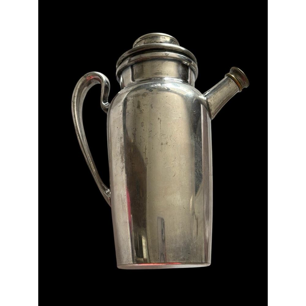 S. F. CO Silver Plate Martini / Cocktail Shaker W/ Handle Antique Art Deco